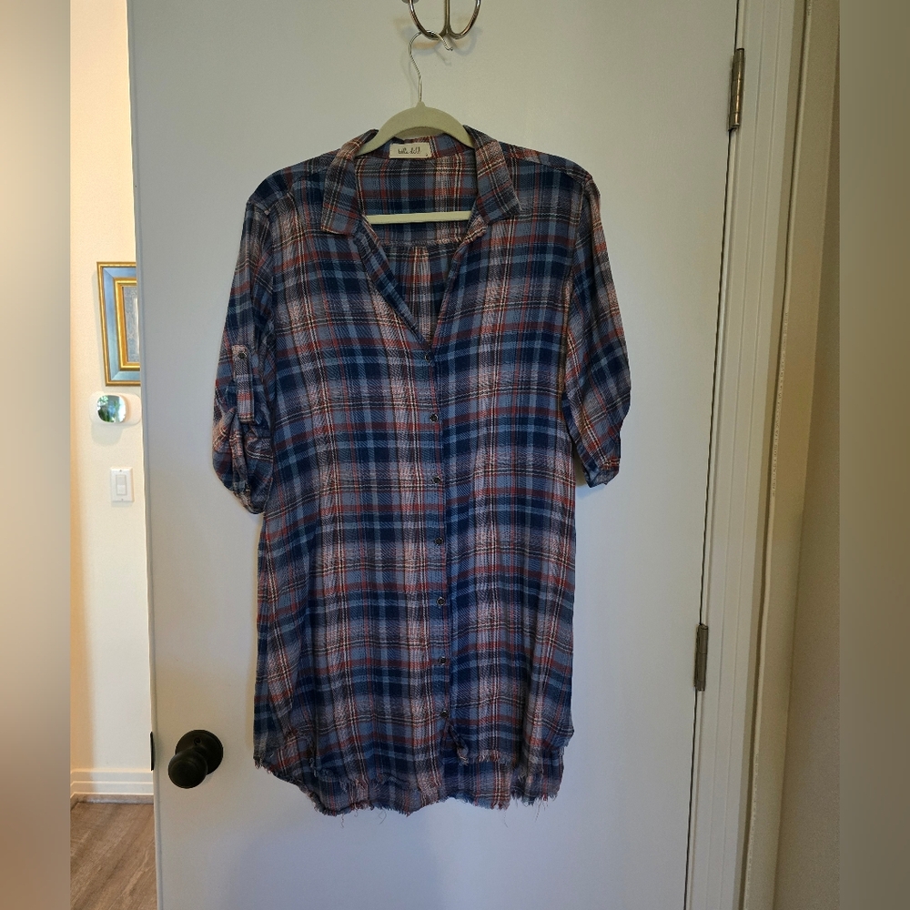 Bella Dahl Blue and Red Plaid Dress